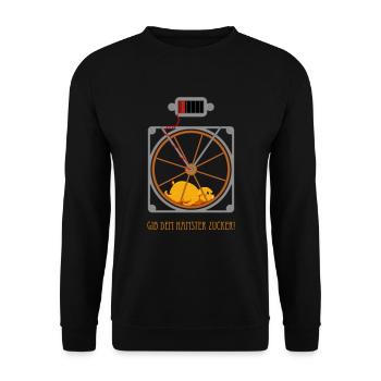 Gib dem Hamster Zucker! - Unisex Pullover - Schwarz - Vorne - Alina (178cm) & Michal (187cm)
