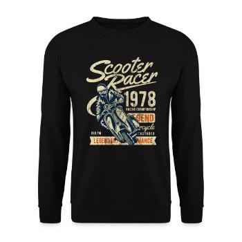 ROLLER RACER - Moped Scooter Shirt Motiv - Unisex Sweatshirt - black - Front - Alina (178cm) & Michal (187cm)