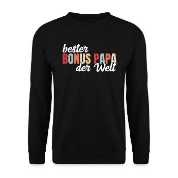 Bester Bonus Papa lustiges Geschenk - Unisex Pullover - Schwarz - Vorne - Alina (178cm) & Michal (187cm)