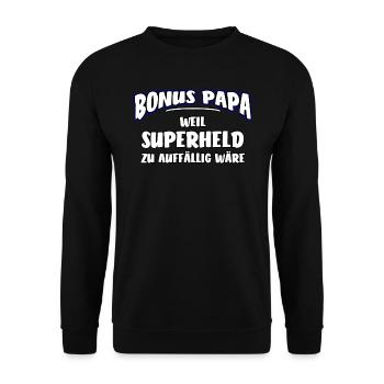 Bonuspapa lustiges Geschenk - Unisex Pullover - Schwarz - Vorne - Alina (178cm) & Michal (187cm)
