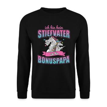 kein Stiefvater - Bonuspapa 2 lustiges Geschenk - Unisex Pullover - Schwarz - Vorne - Alina (178cm) & Michal (187cm)