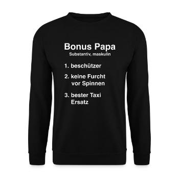 Bonus Papa Definition - Unisex Pullover - Schwarz - Vorne - Alina (178cm) & Michal (187cm)