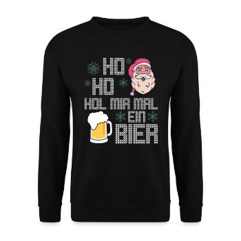 Ho Ho Hol mir mal ein Bier - Unisex Pullover - Schwarz - Vorne - Alina (178cm) & Michal (187cm)