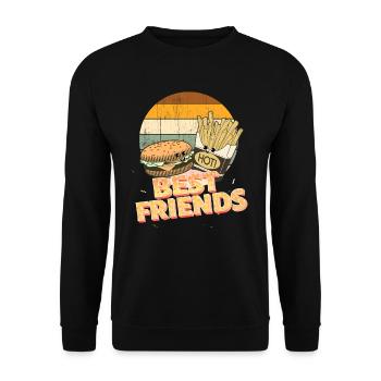 frites et burger Meilleurs amis - Sweat-shirt Unisexe - noir - Devant - Alina (178cm) & Michal (187cm)