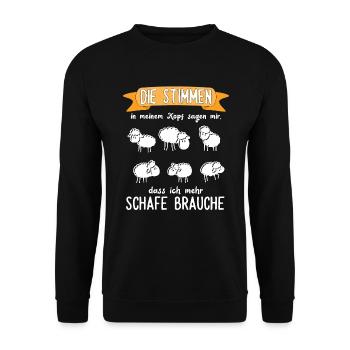 Die Stimmen - Schafe - Unisex Pullover - Schwarz - Vorne - Alina (178cm) & Michal (187cm)