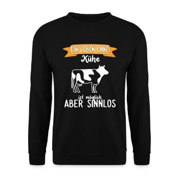 Kuh - Ein Leben ohne Kühe - Unisex Pullover - Schwarz - Vorne - Alina (178cm) & Michal (187cm)