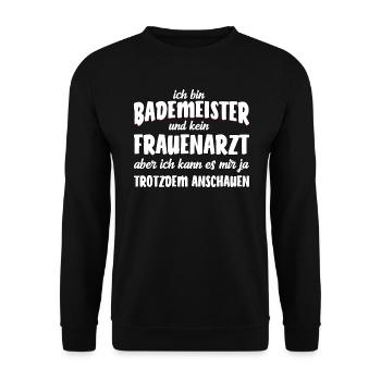 Bademeister Rettungsschwimmer Geschenk - Unisex Pullover - Schwarz - Vorne - Alina (178cm) & Michal (187cm)