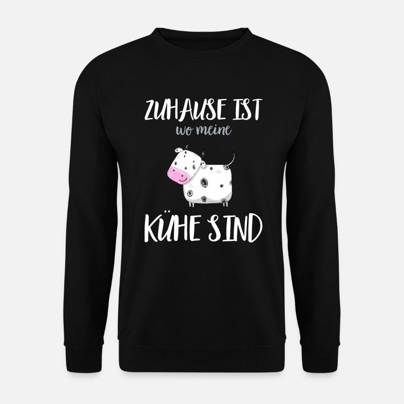 Kuh Geschenk - Zuhause ist wo meine Kühe sind - Unisex Pullover - Schwarz