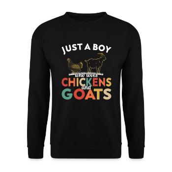 Chèvre et poulet - Juste un garçon - Sweat-shirt Unisexe - noir - Devant - Alina (178cm) & Michal (187cm)