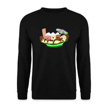 Glace Crème Glacée Banana Split Bananas Kawaii Drôle - Sweat-shirt Unisexe - noir - Devant - Alina (178cm) & Michal (187cm)