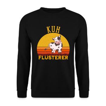 Kuh Flüsterer - Unisex Pullover - Schwarz - Vorne - Alina (178cm) & Michal (187cm)