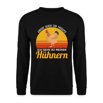 Huhn - Ich gehe zu Hühnern - Unisex Pullover - Schwarz - Vorne - Alina (178cm) & Michal (187cm)