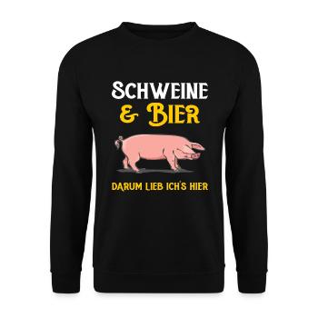 Schweine und Bier - Unisex Pullover - Schwarz - Vorne - Alina (178cm) & Michal (187cm)