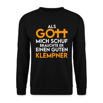 Klempner - als Gott mich schuf - Unisex Pullover - Schwarz - Vorne - Alina (178cm) & Michal (187cm)