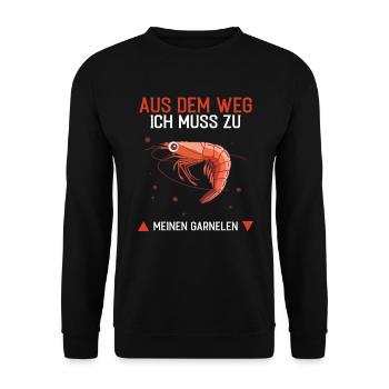 Garnele Shrimp - Aus dem Weg - Unisex Pullover - Schwarz - Vorne - Alina (178cm) & Michal (187cm)