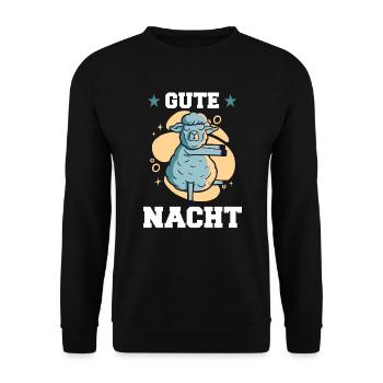 Gute Nacht Schaf - für Schlafsocken als Pyjama - Unisex Pullover - Schwarz - Vorne - Alina (178cm) & Michal (187cm)