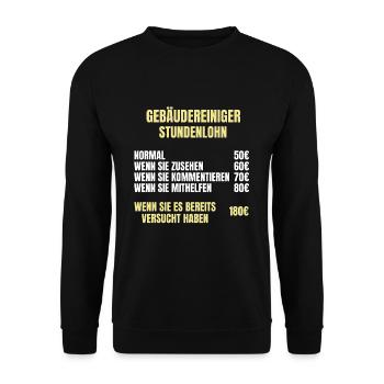 Gebäudereiniger Stundenlohn - Unisex Pullover - Schwarz - Vorne - Alina (178cm) & Michal (187cm)