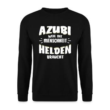 Azubi lustiger Spruch - Helden - Unisex Pullover - Schwarz - Vorne - Alina (178cm) & Michal (187cm)