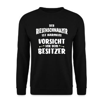Riesenschnauzer lustiger Spruch - Vorsicht - Unisex Pullover - Schwarz - Vorne - Alina (178cm) & Michal (187cm)