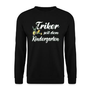 Triker lustiger Spruch - Kindergarten - Unisex Pullover - Schwarz - Vorne - Alina (178cm) & Michal (187cm)