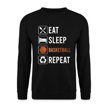 Eat Sleep Basketball Repeat - sort amusant - Sweat-shirt Unisexe - noir - Devant - Alina (178cm) & Michal (187cm)