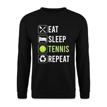 Eat Sleep Tennis Repeat - lustiger Spruch - Unisex Pullover - Schwarz - Vorne - Alina (178cm) & Michal (187cm)