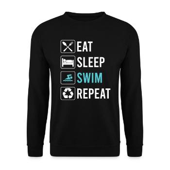 Eat Sleep Swim Repeat - Natation drôle rengaine - Sweat-shirt Unisexe - noir - Devant - Alina (178cm) & Michal (187cm)