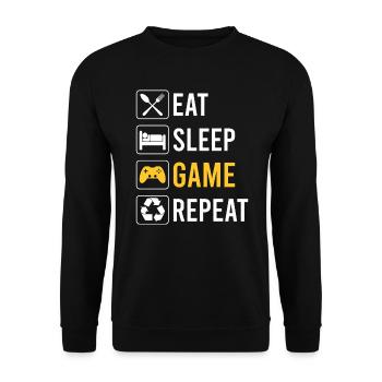 Eat Sleep Game Repeat drôle de sort pour les gamers - Sweat-shirt Unisexe - noir - Devant - Alina (178cm) & Michal (187cm)