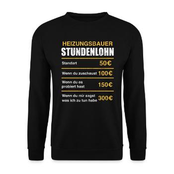 Heizungsbauer Stundenlohn lustig - Unisex Pullover - Schwarz - Vorne - Alina (178cm) & Michal (187cm)