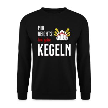 Mir reichts - ich gehe Kegeln lustiger Spruch - Unisex Pullover - Schwarz - Vorne - Alina (178cm) & Michal (187cm)