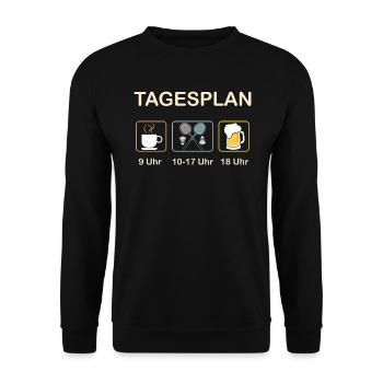 Badminton Tagesplan lustig - Unisex Pullover - Schwarz - Vorne - Alina (178cm) & Michal (187cm)
