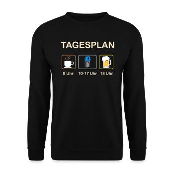 Geocaching Geocache Tagesplan lustig - Unisex Pullover - Schwarz - Vorne - Alina (178cm) & Michal (187cm)