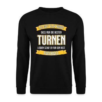 Turnen - nur die besten lustiger Spruch - Unisex Pullover - Schwarz - Vorne - Alina (178cm) & Michal (187cm)