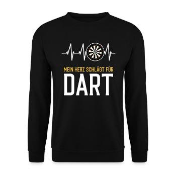 Dart Herzschlag - lustiger Spruch - Unisex Pullover - Schwarz - Vorne - Alina (178cm) & Michal (187cm)