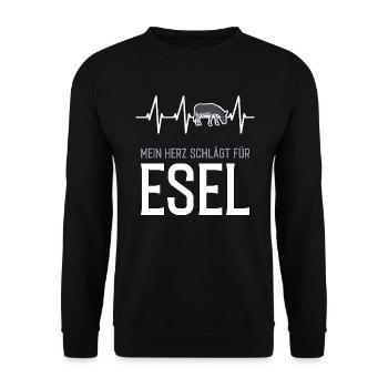Esel Herzschlag - lustiger Spruch - Unisex Pullover - Schwarz - Vorne - Alina (178cm) & Michal (187cm)