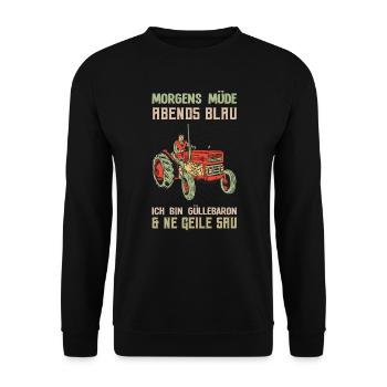 Landwirt lustiges Gülle - Unisex Pullover - Schwarz - Vorne - Alina (178cm) & Michal (187cm)