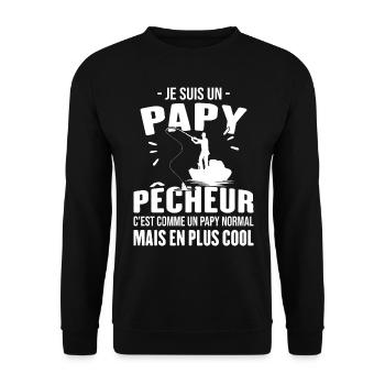 Papy Pêcheur Humour Fête des Grands Pères Noël - Sweat-shirt Unisexe - noir - Devant - Alina (178cm) & Michal (187cm)