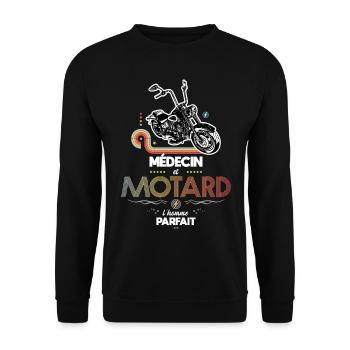 Médecin et motard l homme parfait - Sweat-shirt Unisexe - noir - Devant - Alina (178cm) & Michal (187cm)