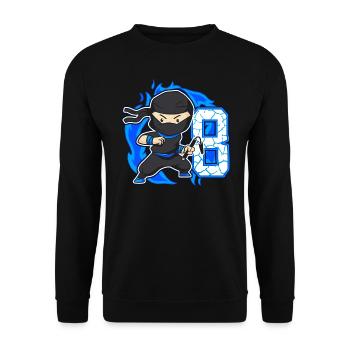 Ninja 8th Birthday Boy 8 years old Ninjas - Unisex Sweatshirt - black - Front - Alina (178cm) & Michal (187cm)