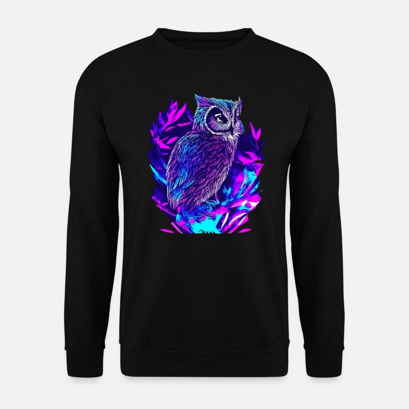 Neon Owl Psychedelic Owl Art - Unisex Sweatshirt - black