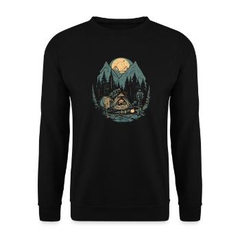 Outdoor - Campen im Wald - Unisex Pullover - Schwarz - Vorne - Alina (178cm) & Michal (187cm)