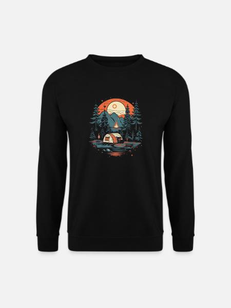 Outdoor - Zelten umgeben von Bäumen - Unisex Pullover - Schwarz