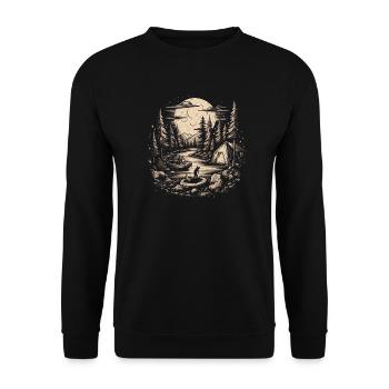 Plein air : Camping au bord de la rivière - Sweat-shirt Unisexe - noir - Devant - Alina (178cm) & Michal (187cm)