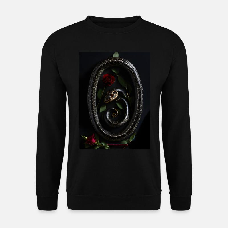 Eine schwarze Schlange und eine rote Rose - Unisex Pullover - Schwarz