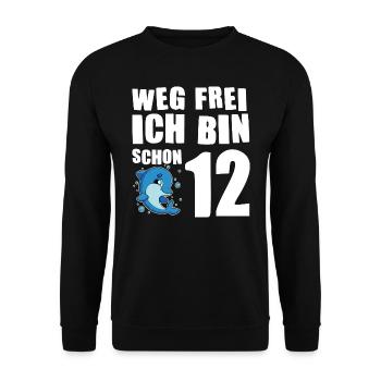 12. Geburtstag Delfin 12 Jahre alt Geschenk - Unisex Pullover - Schwarz - Vorne - Alina (178cm) & Michal (187cm)