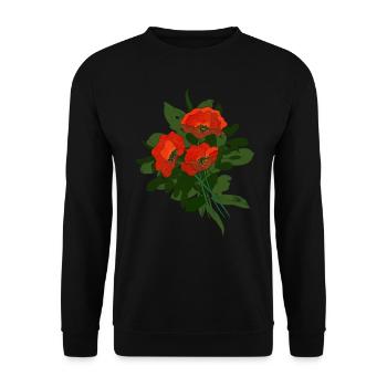 Mohnblumen-Strauß - Unisex Pullover - Schwarz - Vorne - Alina (178cm) & Michal (187cm)