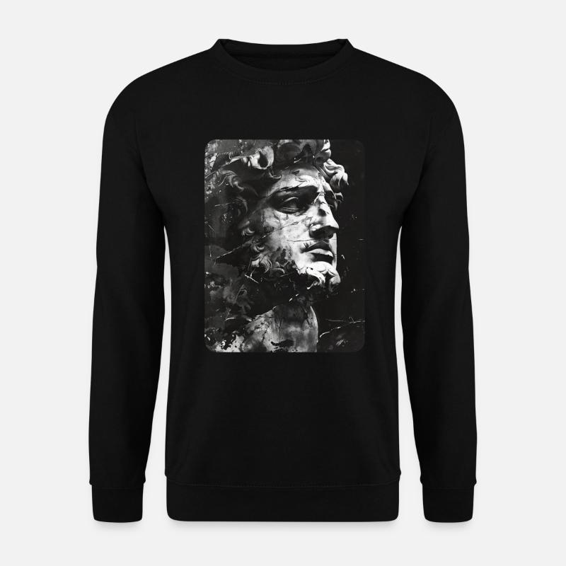 zerbrochenes Gesicht einer Marmorstatue - Unisex Pullover - Schwarz