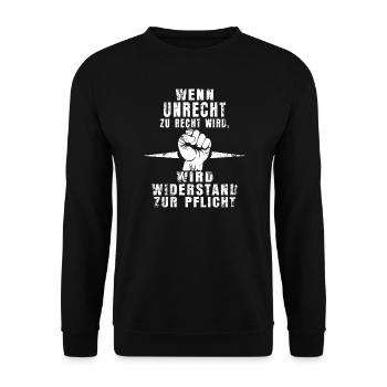 Statement-Shirt: Pflicht zum Protest - Unisex Pullover - Schwarz - Vorne - Alina (178cm) & Michal (187cm)