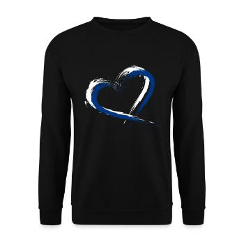 Heart brush flag Finland flag colors blue white - Unisex Sweatshirt - black - Front - Alina (178cm) & Michal (187cm)
