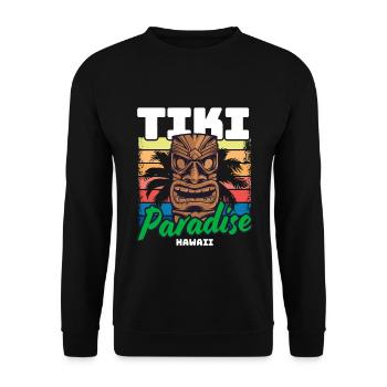 Tiki Paradise Tiki Bar Hawaii Sommer - Unisex Pullover - Schwarz - Vorne - Alina (178cm) & Michal (187cm)